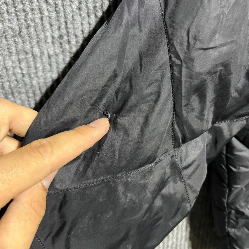 The North Face Reversible Puffer Jacket Girls S 7/8 Black Plaid 550 Down Hooded
